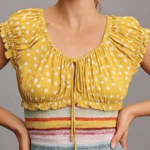 Conditions Apply Anthropologie Following Your Heart Cute Top in a yellow